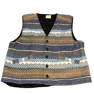 967-Multicolor striped vest with button front closure and 2 pockets #indie